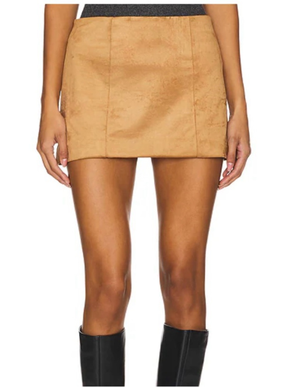Tularosa Camel Tan Suede Mini Skirt